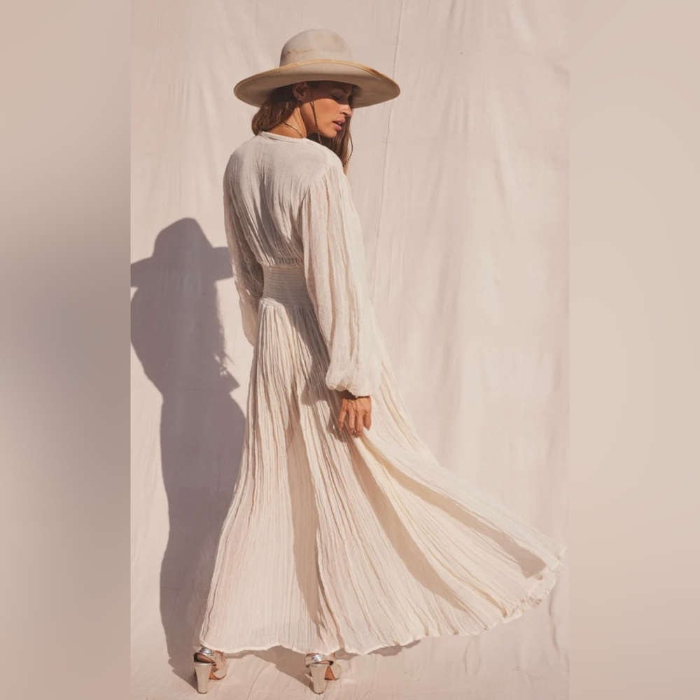 Jen’s Pirate Booty Lapis Rust Boho Maxi Dress Long Sleeve Slit Festival | Size S - Picture 7 of 17